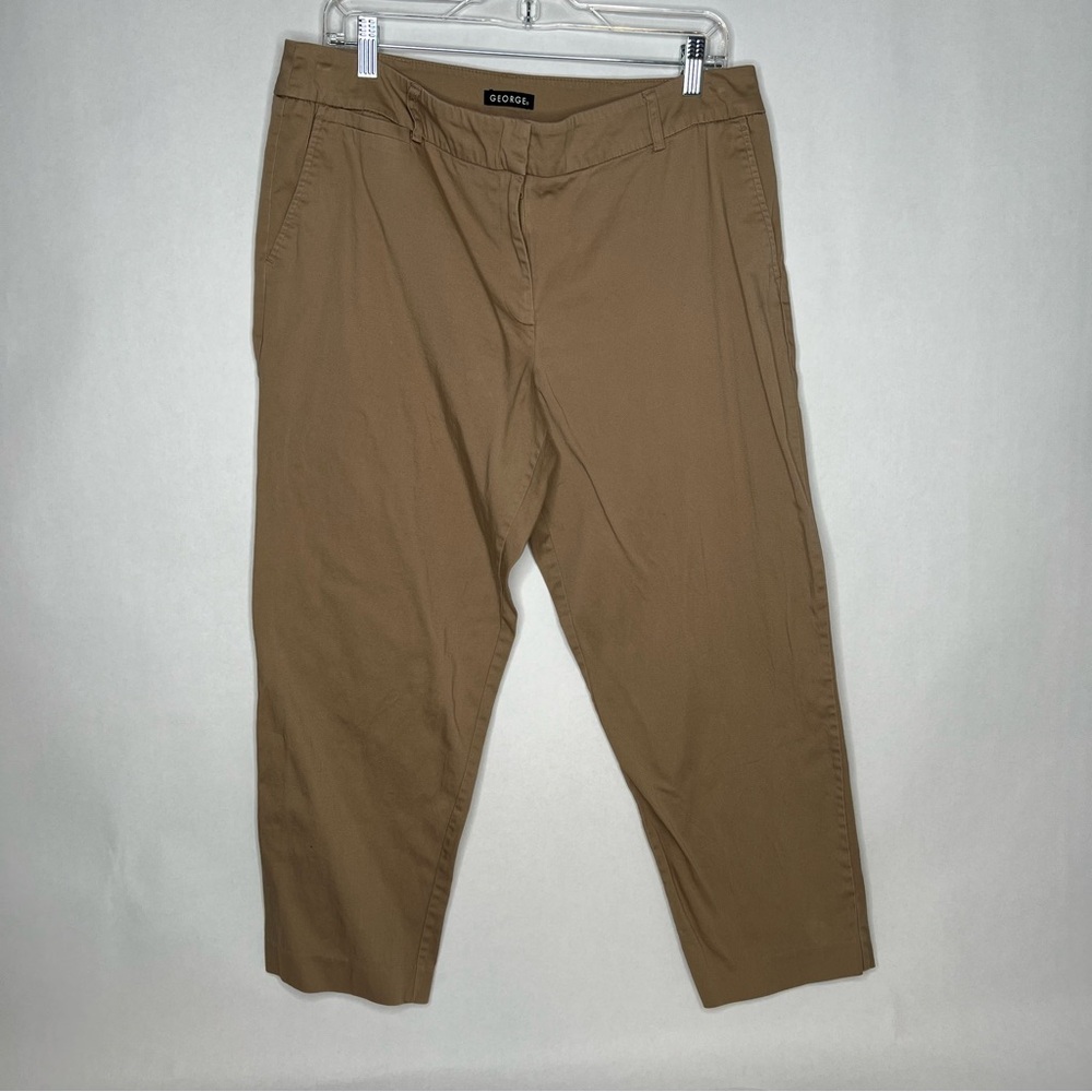 George Womens SOFT Capri Pants Size 14 Dark Khaki Cropped EUC